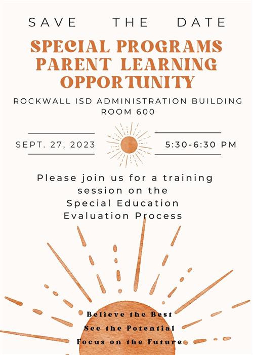 September 27th Parent Learning Opportunity